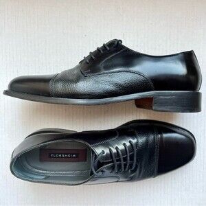 Florsheim Black Leather Cap Toe Lace Up Oxford Shoes Men 11 D Dress Work Classic